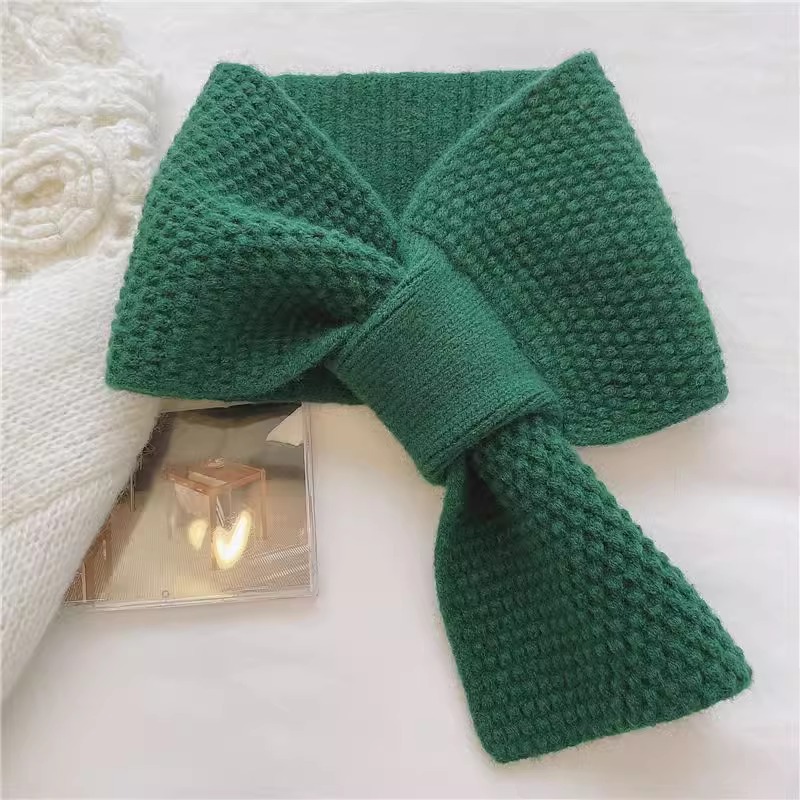 K1021 Korean style simple knitted lazy interspersed neck scarf autumn and winter students warm fashion contrast color wool scarf