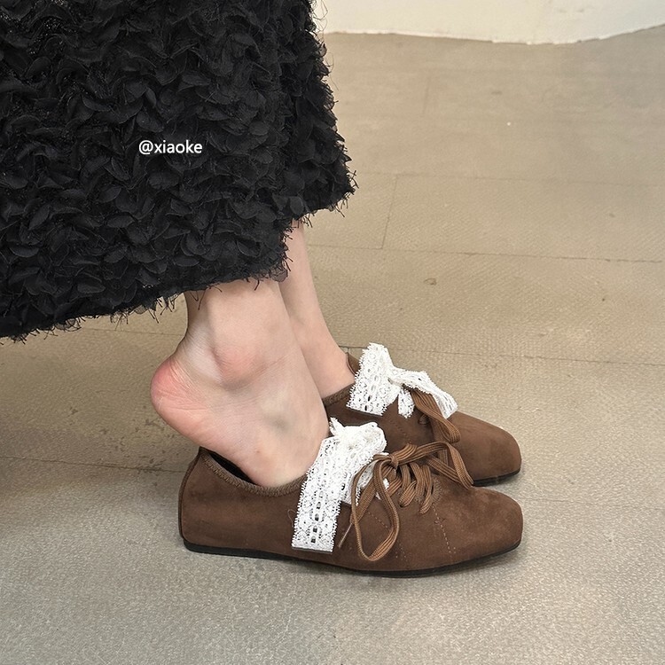 Ddmyoutdoor Unique Design Square Toe Brown Loafers Women S Ballet Style Hidden Wedge Spring And Autumn Thick Sole Shoes Outdoor Shoes