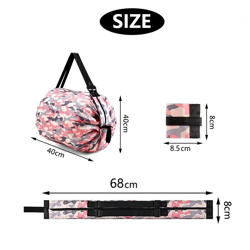 Reusable Grocery Bags Foldable Shopping Storage Tote Waterproof Nylon Cloth Travel Container Portable Duffle Bag Home Organizer 250610