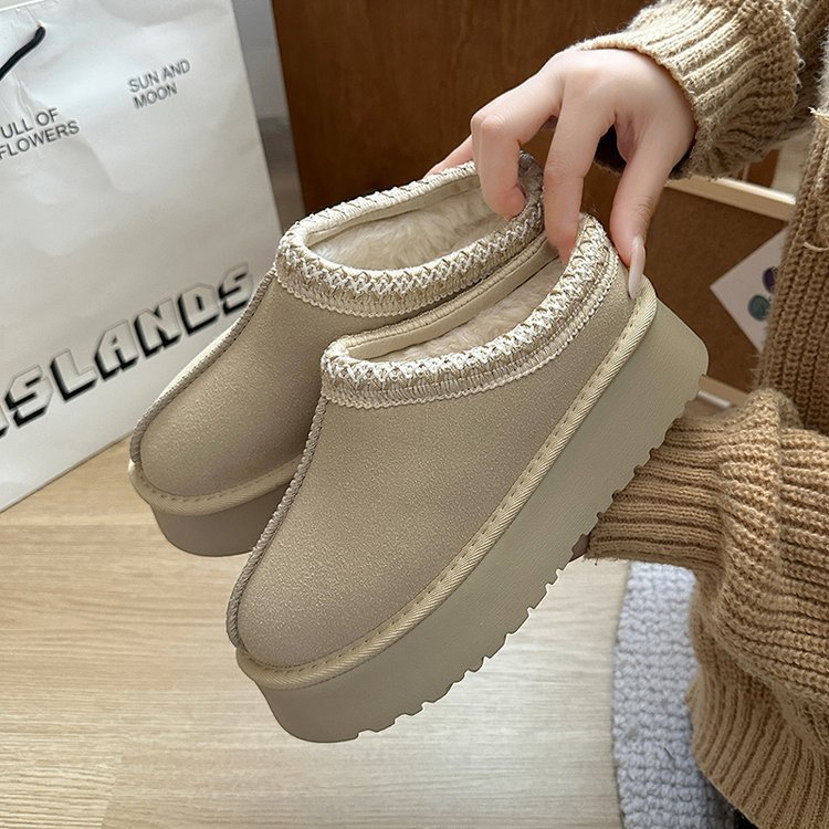 free shipping fashion thick sole boots autumn winter new collection Ladies' versatile slippers boots black brown off-white indoor outdoor casual classic shoes
