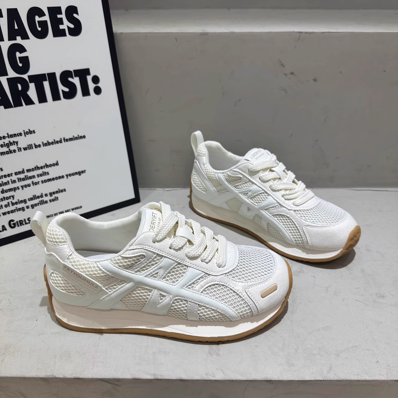 Ddmysports Dexun White Sneakers For Women Mesh Breathable Summer New Versatile Super Popular Agan Shoes Casual Sports Running Outdoor Shoes