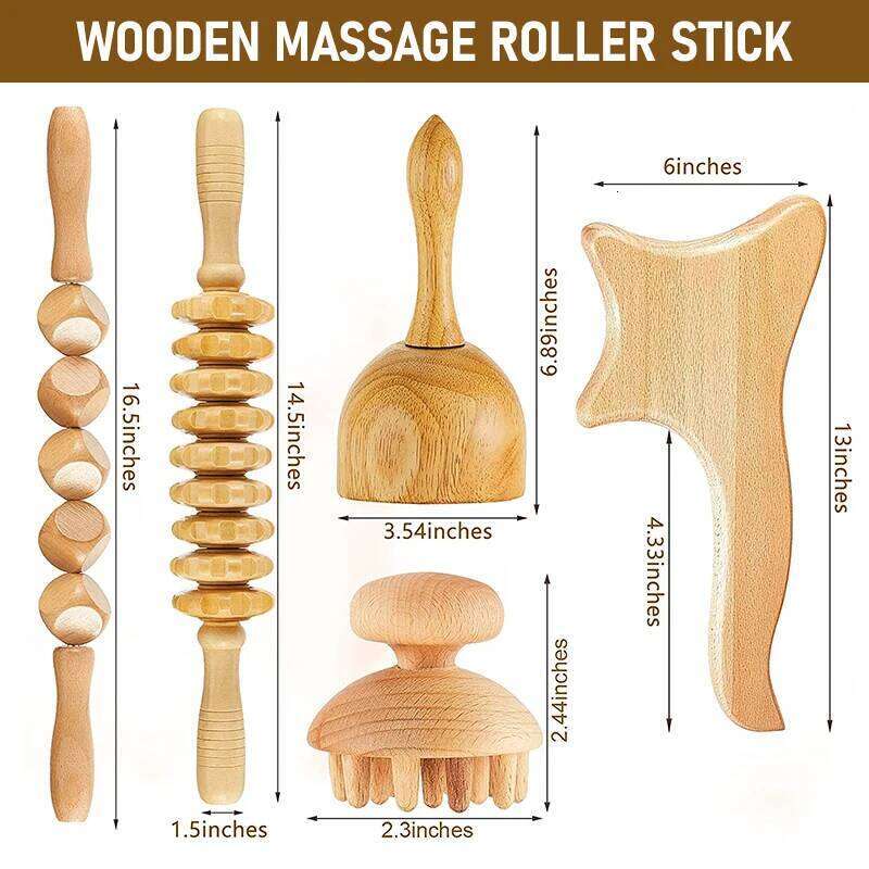 Wood Therapy Roller Lymphatic Drainage Massager Guasha Tool For Full Body Pain Relief Anti Cellulite Fascial Massage