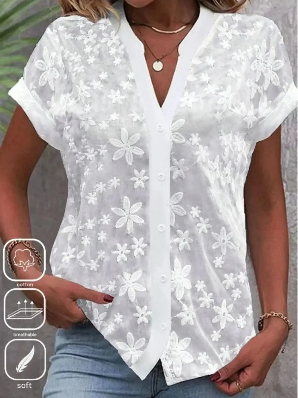 Cropped Shirt White Lace Blouse Eyelet Cut y Top Wear Hollow Out Womens Summer Clothing 250614