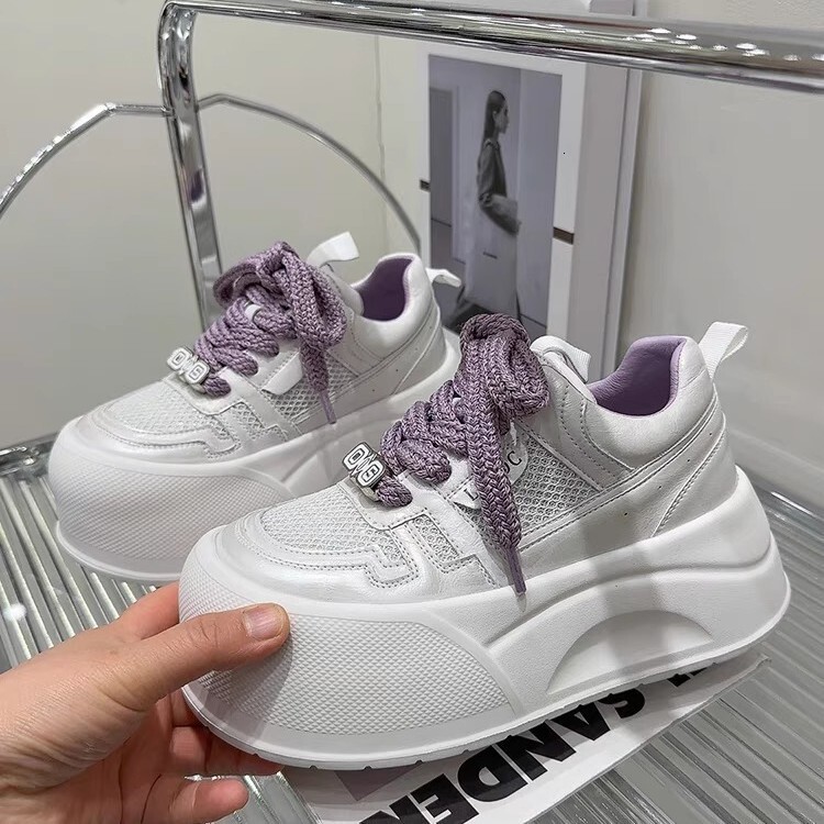 Ddmysports Summer Height Increasing Thick Sole Chunky Sneakers For Women New Breathable Casual White Ins Super Comfortable Platform Shoes Outdoor Shoe