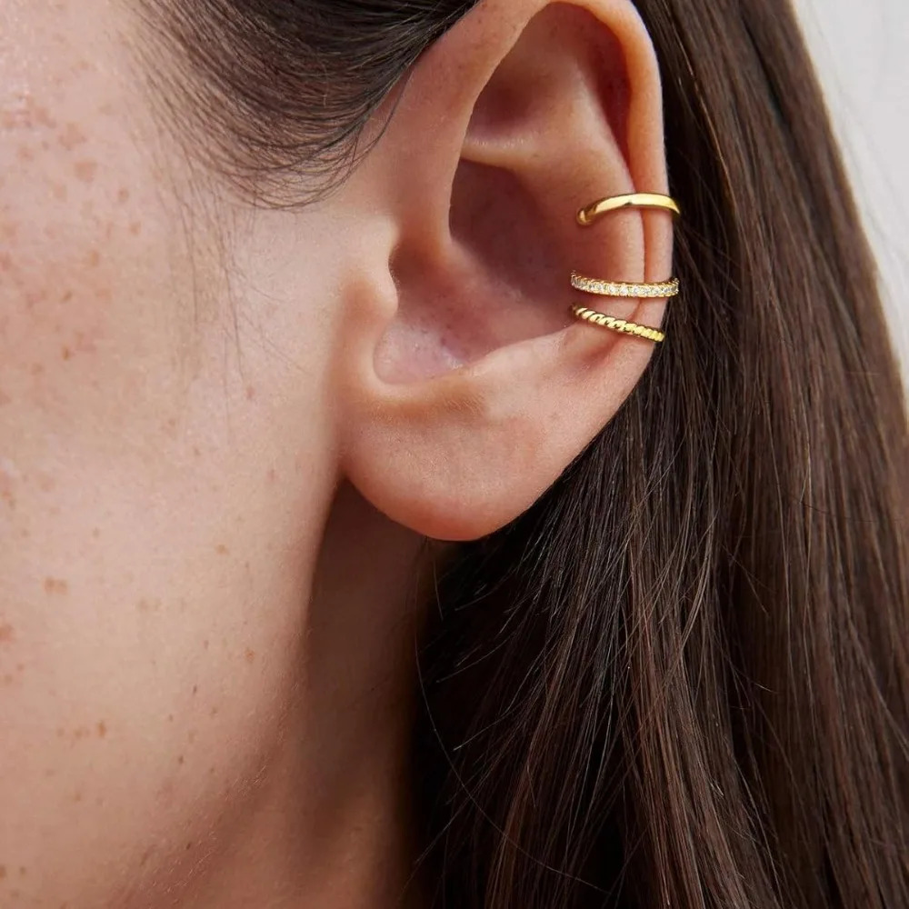 Ear Cuff Earrings for Women Non Piercing 14K Gold Plated Cuff Earrings for Women Hypoallergenic Cubic Zirconia 250610