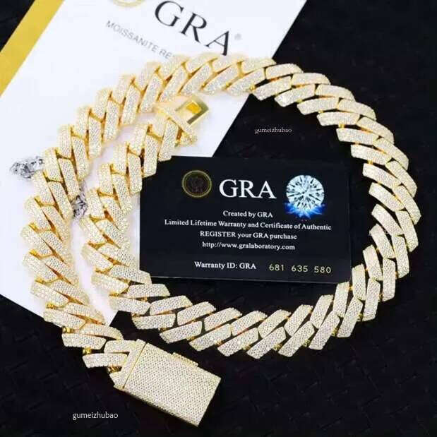 Stocks 8MM Sterling Sier Gold Plated New Arrivals Hip Hop VVS D Color Moissanite Cuban Link Chain