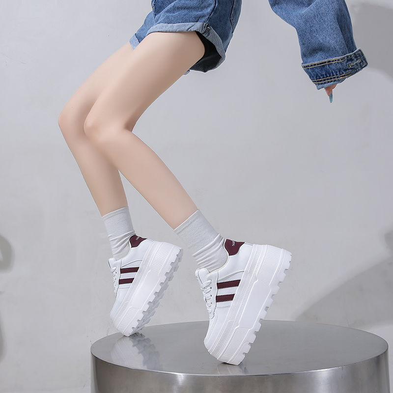 Ddmysports Platform Increasing White Sneakers Thick Sole Board New Petite Fairy Style Cm Height Increase Versatile Casual Shoes Ins Trend Outdoor Shoe