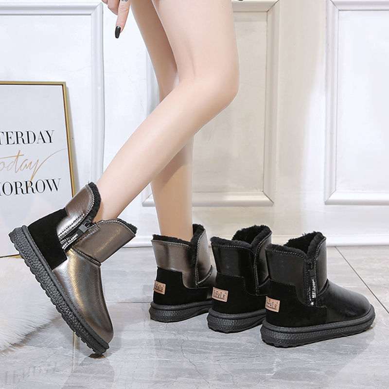 Ddmysports Women S Snow New Style Fleece Lined Thickened Mid Calf Waterproof Non Slip Leather And Wool Integrated Winter Warm Cotton Shoes Boots Outdo