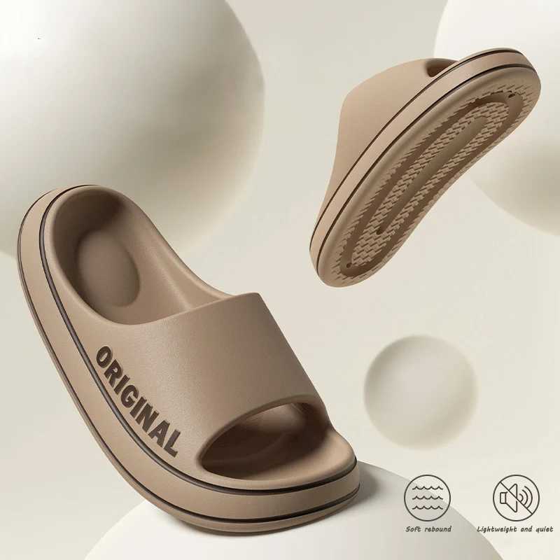 Feslishoet Womens Solid Color Letter Slippers And Mens Beach Slides with Thick Sole Indoor Anti-Slip Summer Couple Sandals Z250614