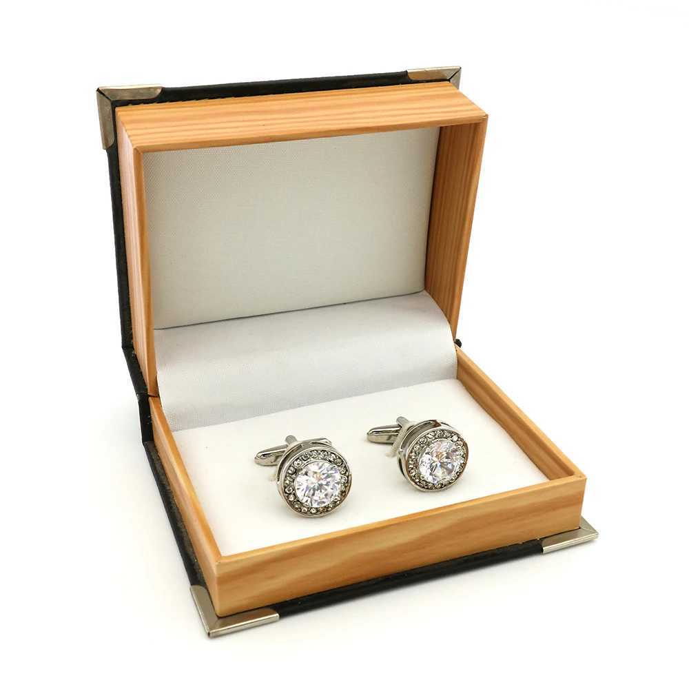 Mens Luxurious Cufflinks Pink Color Quality Brass Material Round Crystal Design Cufflinks Wholesale Retail XJ250614