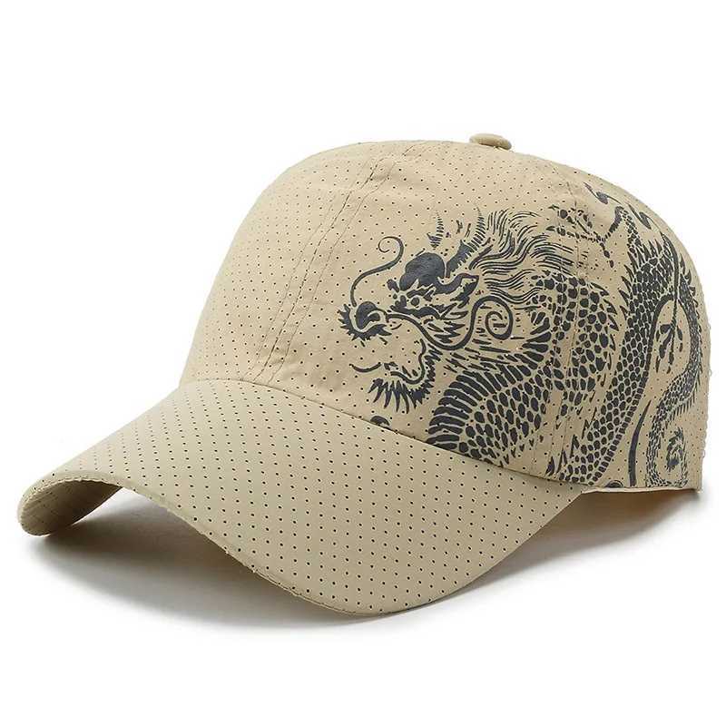 Spring and summer quick drying sports baseball cap with dragon pattern mens and womens duckbill cap fashionable and W250614
