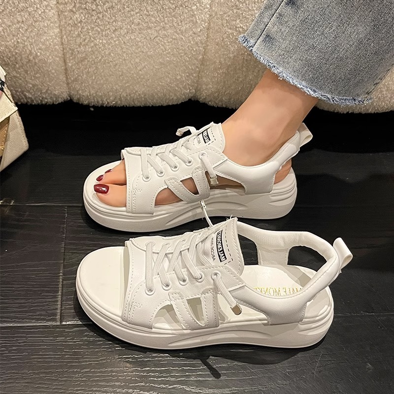 Ddmysports Summer New Women S Shoes Thick Sole Hollow Out Platform Fashion Casual Sports Flat White Sneakers Sandals For Outdoor Shoes