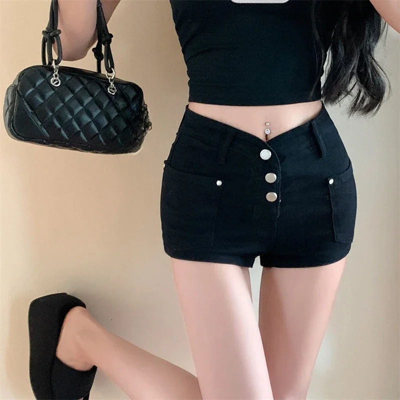 High Waist Button Short Jean Pants Woman Casual Normal Harajuku Fashion Streetwear Flowy Youthful Y2k Denim Shorts for Women 250613