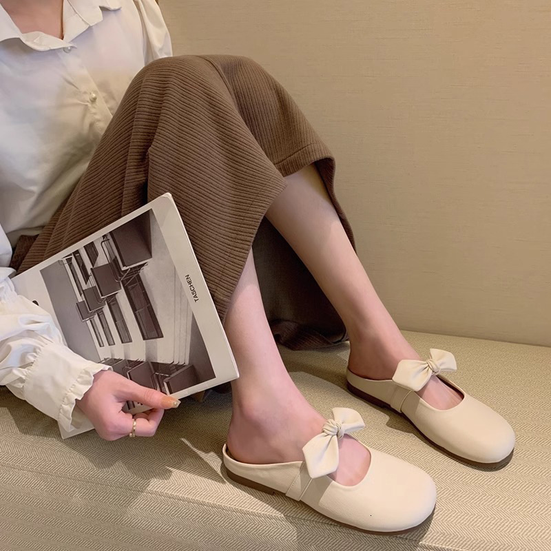 Ddmyoutdoor Ddmyoutdoor Women S Slip On Mules For Outdoor Wear Lazy Shoes Spring New French Style Gentle Bowknot Half Single Outdoor Shoes
