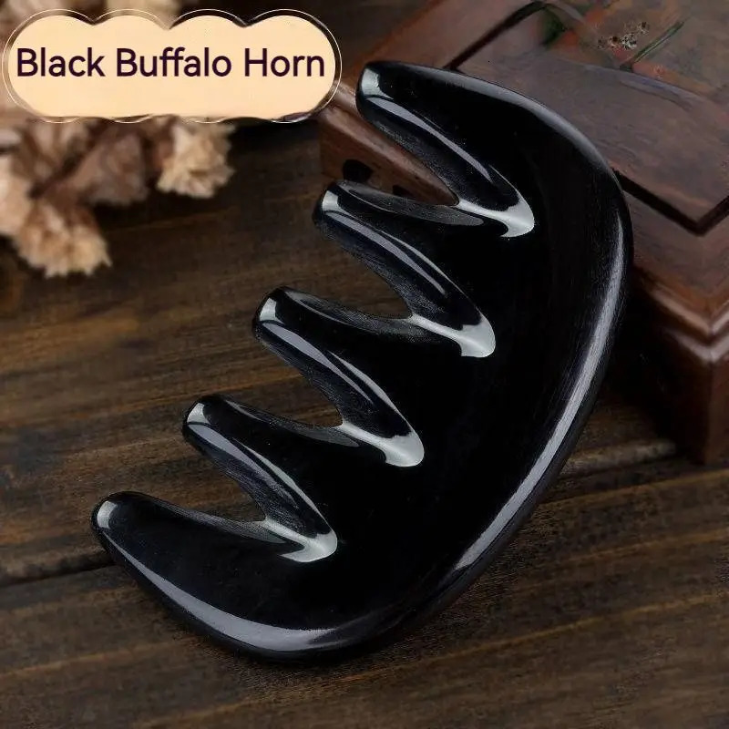 Natural Ox Horn Pocket Comb Wide Toothed Comb SPA Gua Sha Scalp Massage Brush Hair Care Tool 250612
