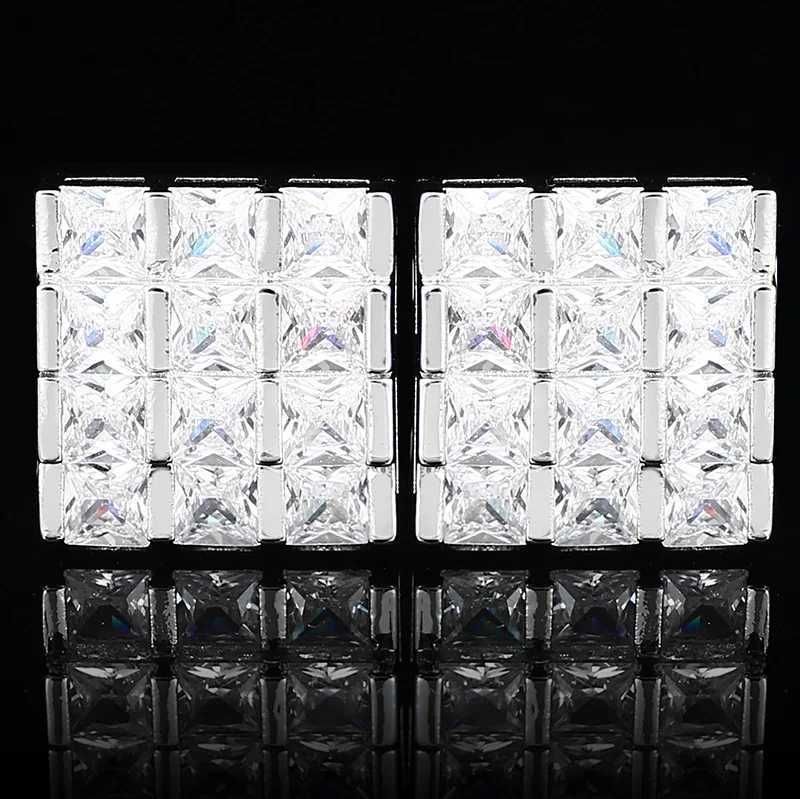 Mens Cufflinks Square Luxury Zircon Rhinestones French Shirts Cuffs Buttons Men and Womens Business Dresses Wedding Cuff Links XJ250614