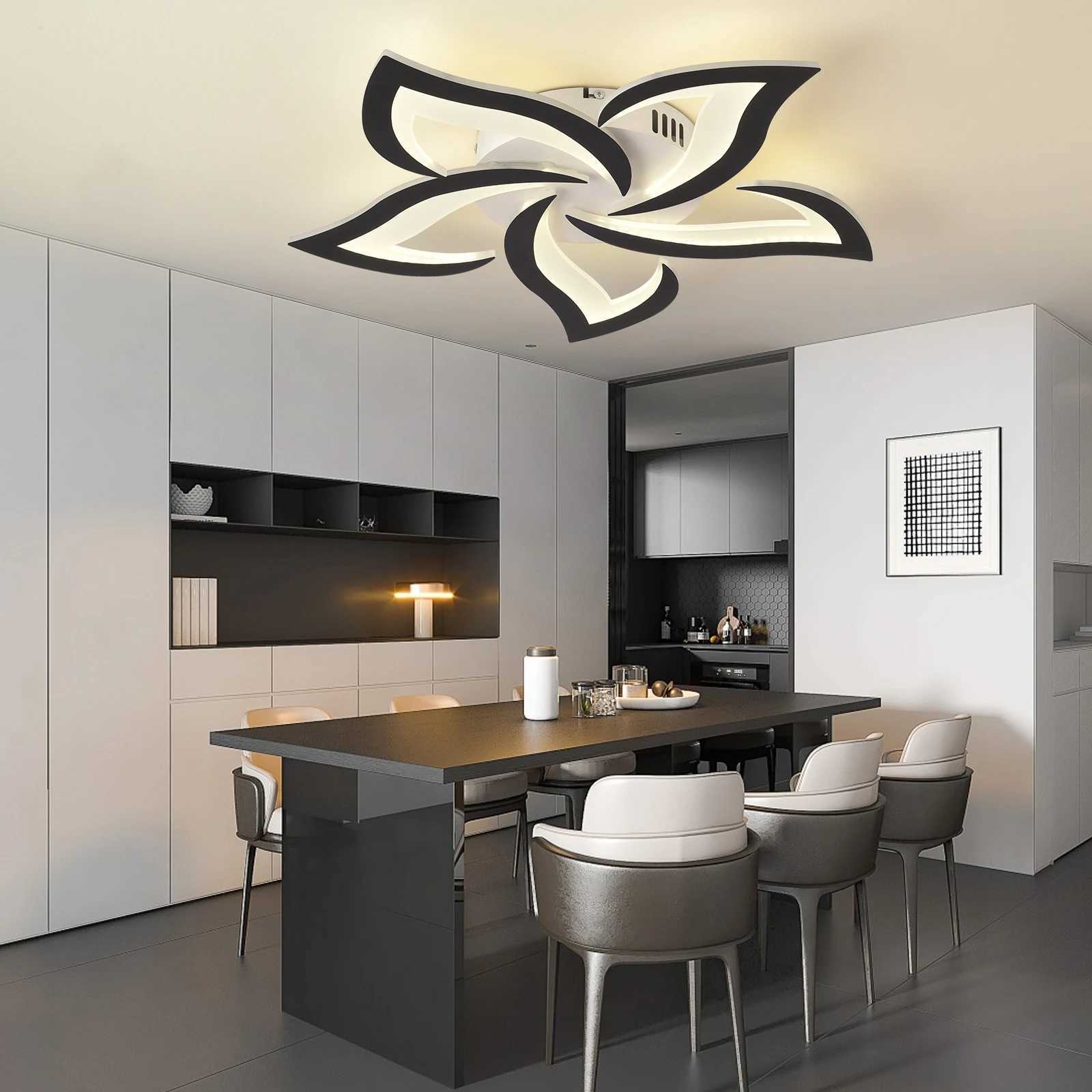 LED Ceiling Light Modern Black/White Acrylic Decor Lamp Bedroom Living Room Study Indoor Home Creativity Decorative XJ2500613