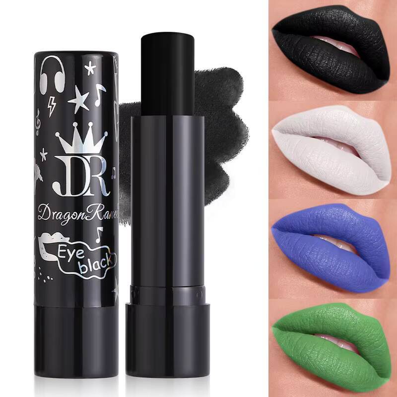 12 Colors Waterproof Velvet Matte Black White Lasting Pigment blue Green Purple Lipstick Christmas Halloween Lip Makeup happy