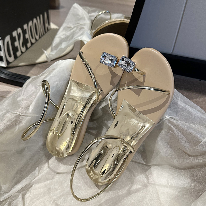 Ddmyoutdoor Rhinestone Toe Post Sandals Women Summer French Style Fashionable Outdoor Wear Perfect With Skirts Stunning Flip Flops For Outdoor Shoes