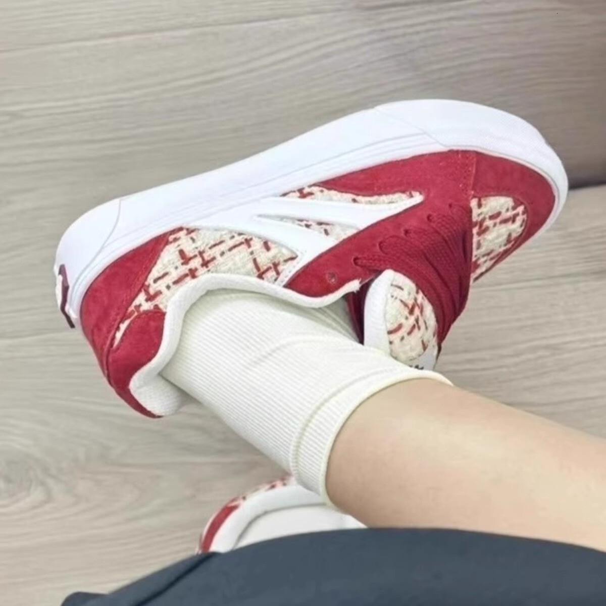 Ddmysports Korean Style New Small Fragrance Skateboard Bread Shoes For Women Ins Niche Low Top Versatile Color Blocking Casual Sneakers Outdoor Shoes