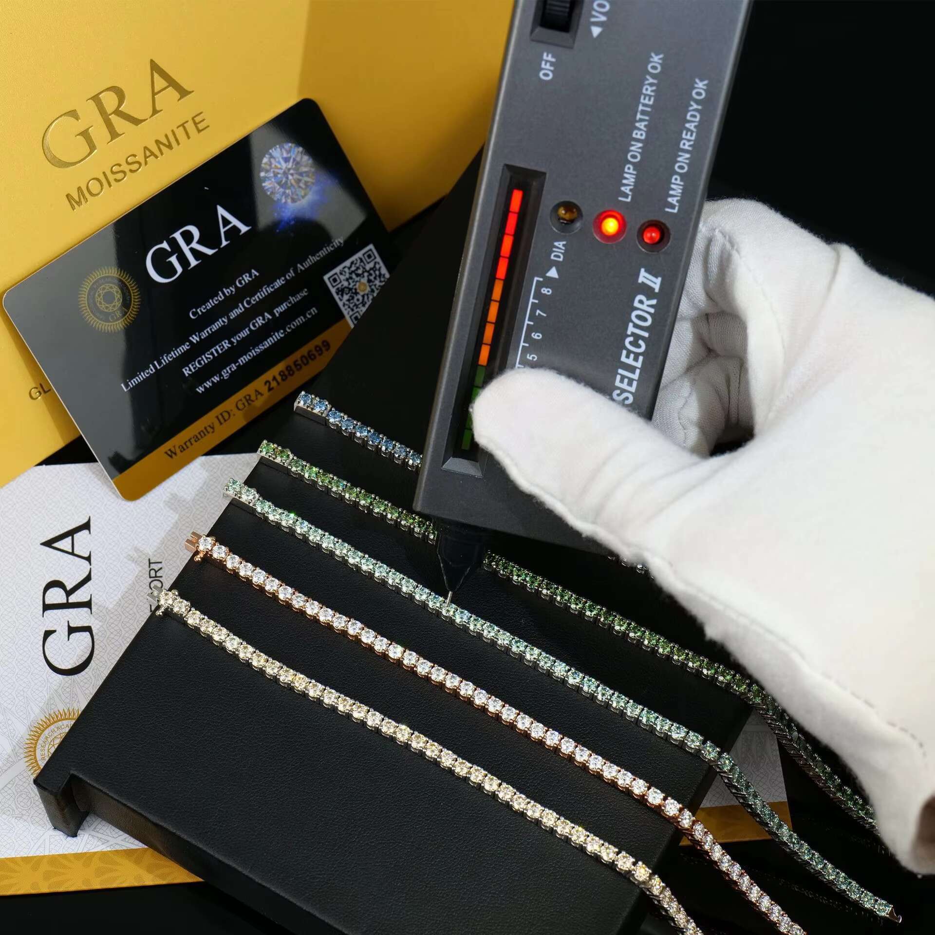 3mm Royal Blue Moissanite Tennis Chain Bracelets for Unisex Pass Diamond Tester Blue Color Moissanite Stone Tennis Chain for Men