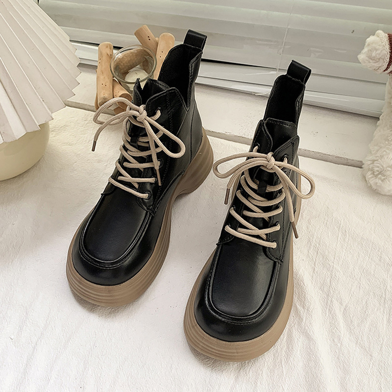 Ddmysports Martin For Women New British Thick Sole Height Increasing Slimming Street Style Short Spring Autumn Single Boots Outdoor Shoes