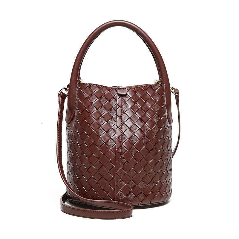 Designer Bag High End Feel New Women S Genuine Leather Handbag Versatile Woven Bucket Shoulder Crossbody Bag For