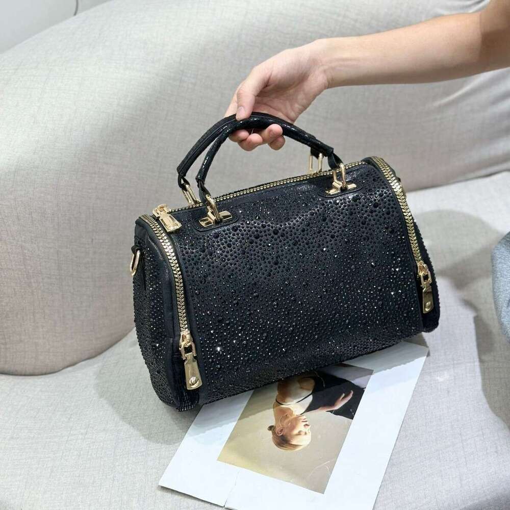 New Leopard Print Rhinestone Handbag Large Capacity Fashion Versatile Single Shoulder Crossbody Women's Bag