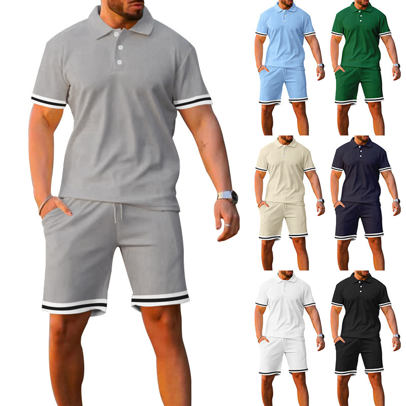 Sportswear Set Summer 2025 Men's short-sleeved Polo shirt and short-sleeved shorts, a sporty and casual two-piece set European code: S-3XL
