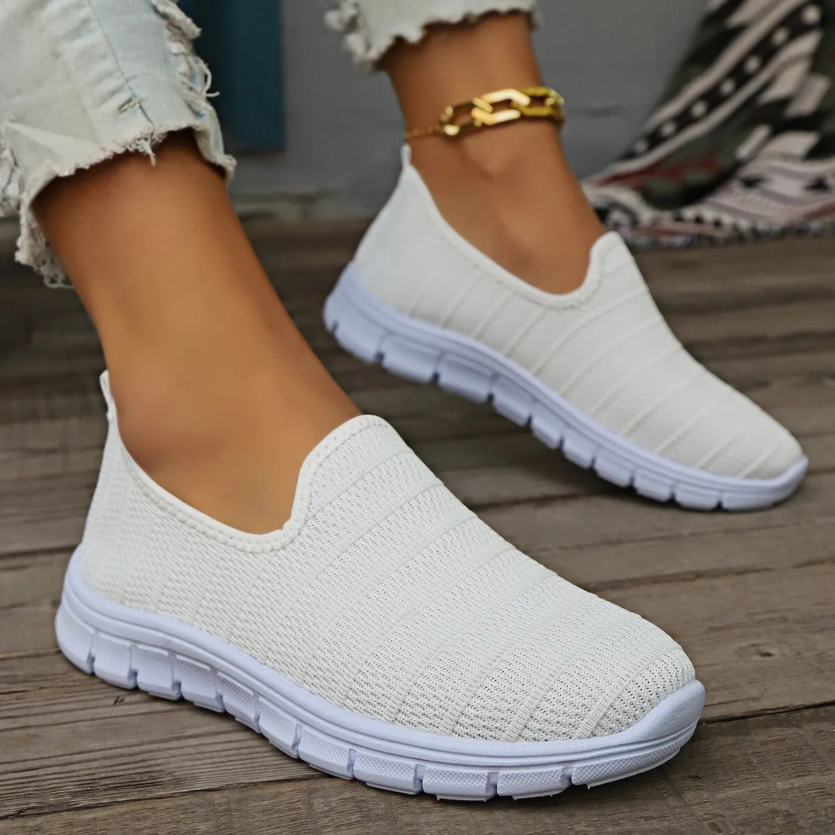 Summer Sneakers Slip On Flat Shoe Womens Fashion Casual Loafers Walking Shoe Outdoor Mesh Soft Bottom Sports 250610