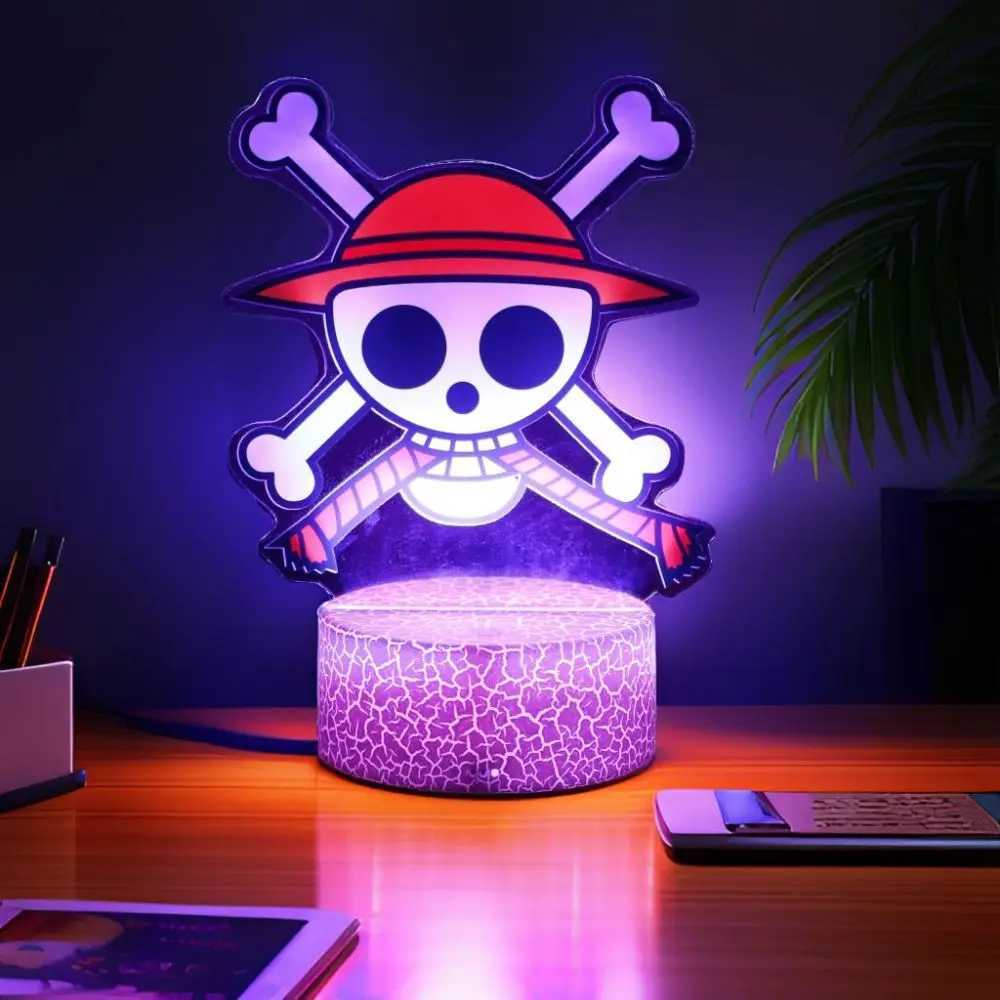 Actions Figure One Piece Luffy Zoro Anime Figures 3D Lamp PVC Action Collection Model Toys LED Night Light Kid Christmas Gift XJ250614