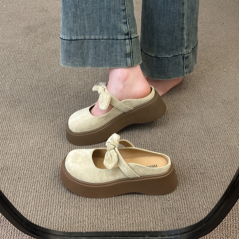 Ddmyoutdoor Women S Slip On Mules For Outdoor Wear Lazy Shoes Summer New French Style Gentle Bowknot Half Single Outdoor Shoes