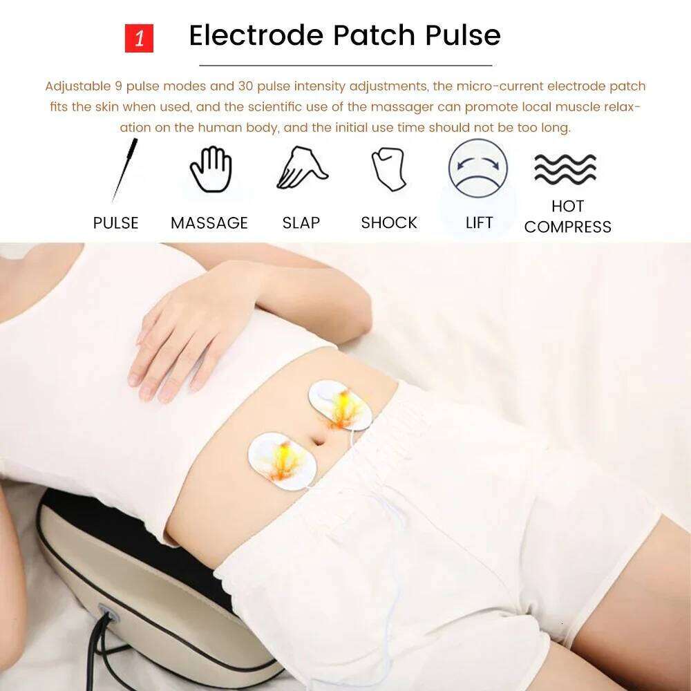 Electric Pulse Moxibustion Back Massager Vibration Heating Lumbar Waist Traction Airbag Therapy Cushion Massage Relief Pain