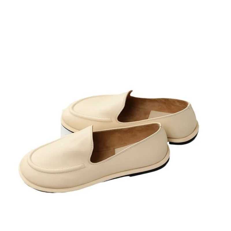 Loafers Women 2024 New Spring e Foot Slip- Round Toe Shoes Women Genuine Leather Soft Flats Shoes Women XJ250614