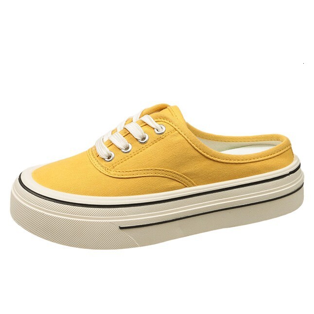 Ddmyoutdoor Baotou Half Slippers For Women Summer New Casual Canvas Shoes Without Heel Versatile Lazy Slip On Thick Sole Ins Outdoor Shoes