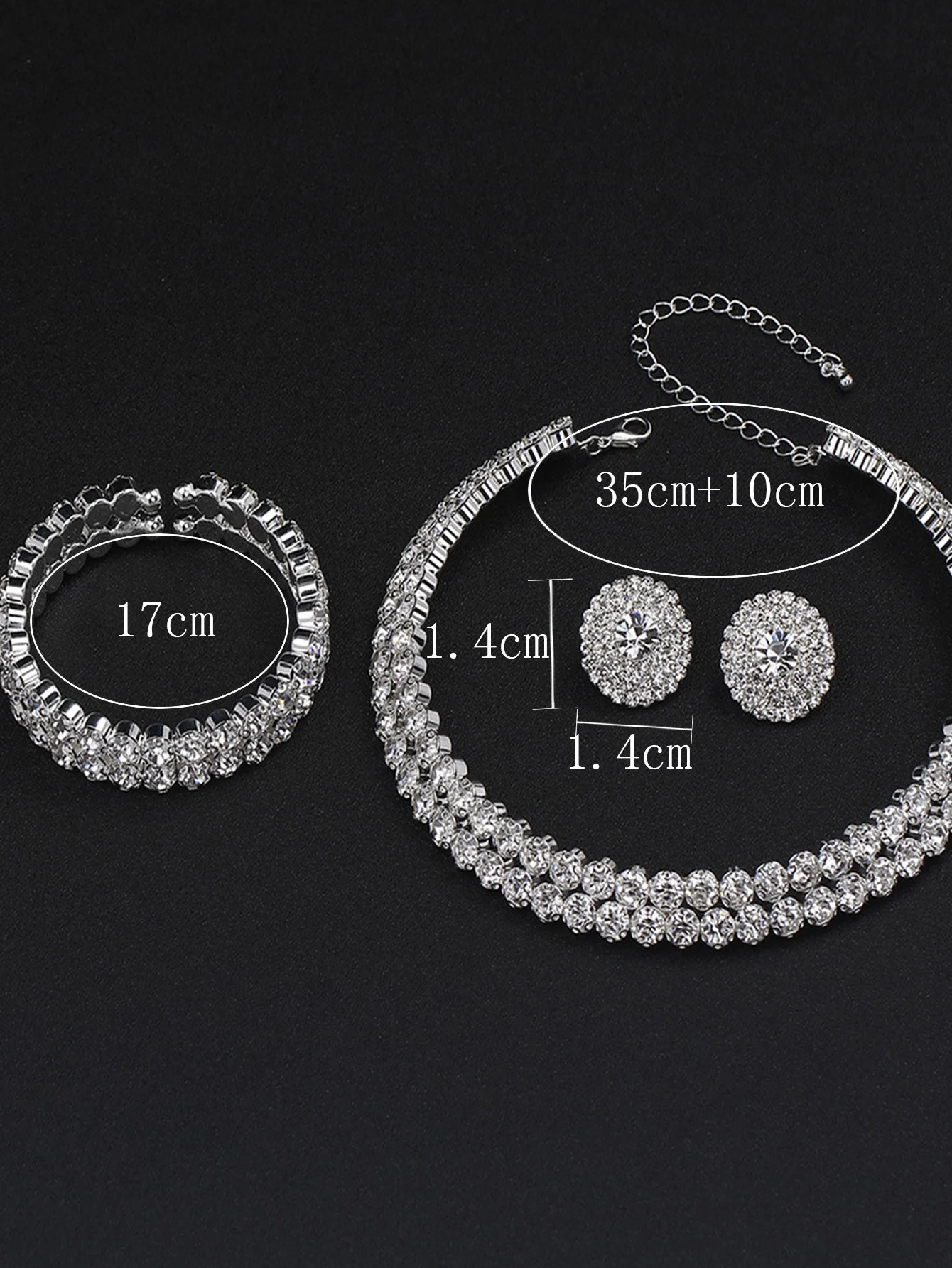 4pcs Wedding Womens Jewelry Set Rhinestone Earrings Necklace Bracelet Party Fashion Accessories 250609