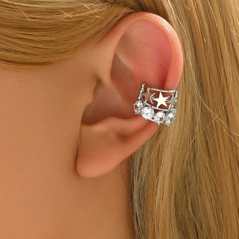 French Elegant Hollow out Embedded Zirconia No Piercing Ear Cuff Sensation Jewelry Ear Decorations without Hole 250610