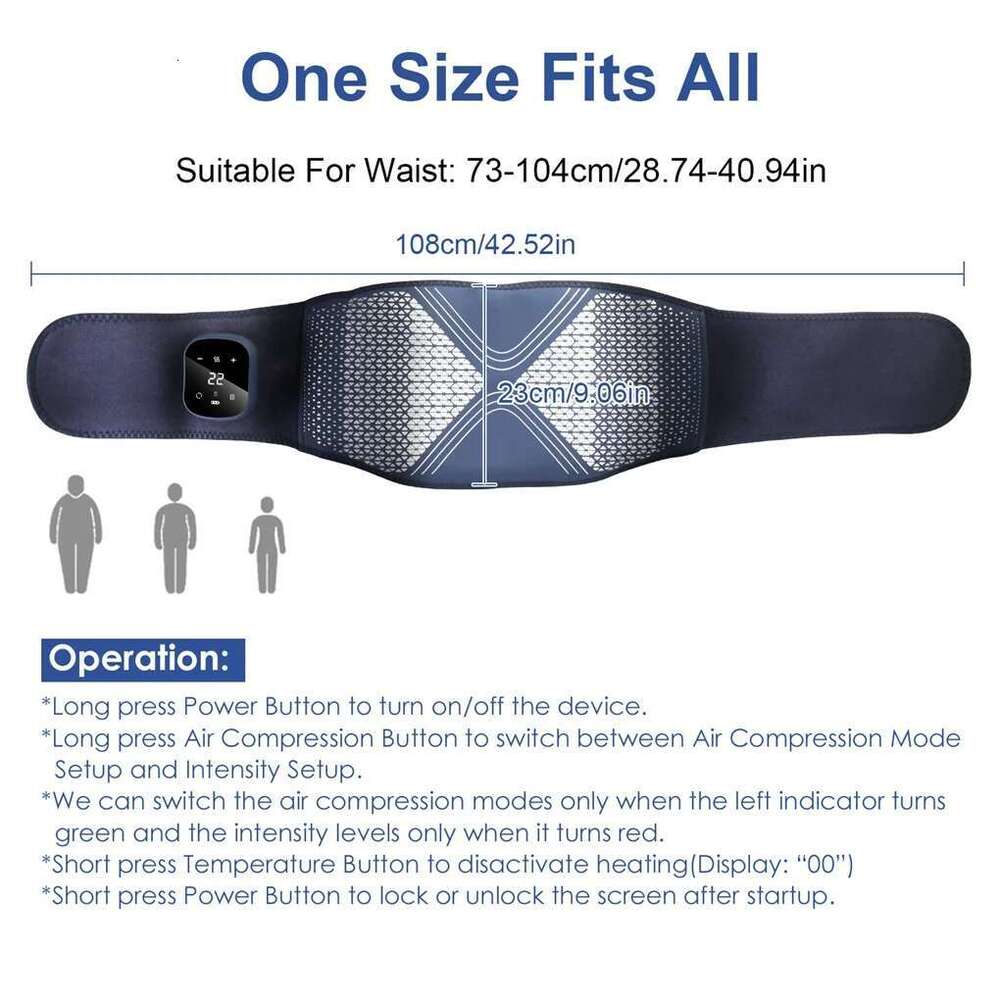 Lower Massager Cordless Heating Pad With Air Compression Vibration For Back Belly Waist Shoulder Pain Relief