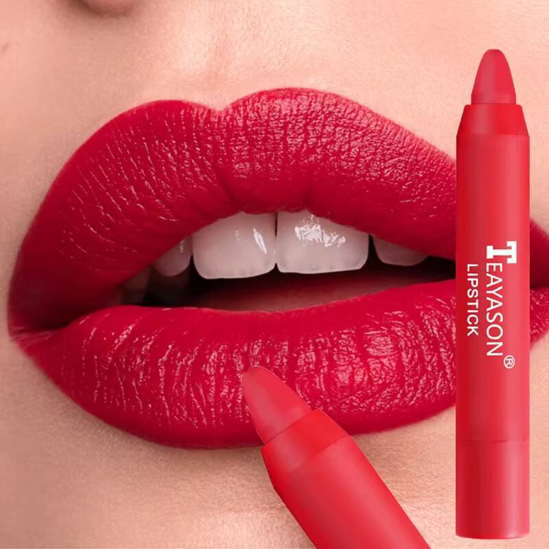 Nude Apricot Pen Waterproof Sexy Red Brown Matte Lipstick Tint Contour Lip Liner Makeup Lasting Non-stick Cup Cosmetics happy