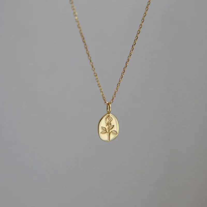 ANENJERY Rose Flower Oval Brand Necklace For Women Exquisite Sweater Chain French Accessories Z250614