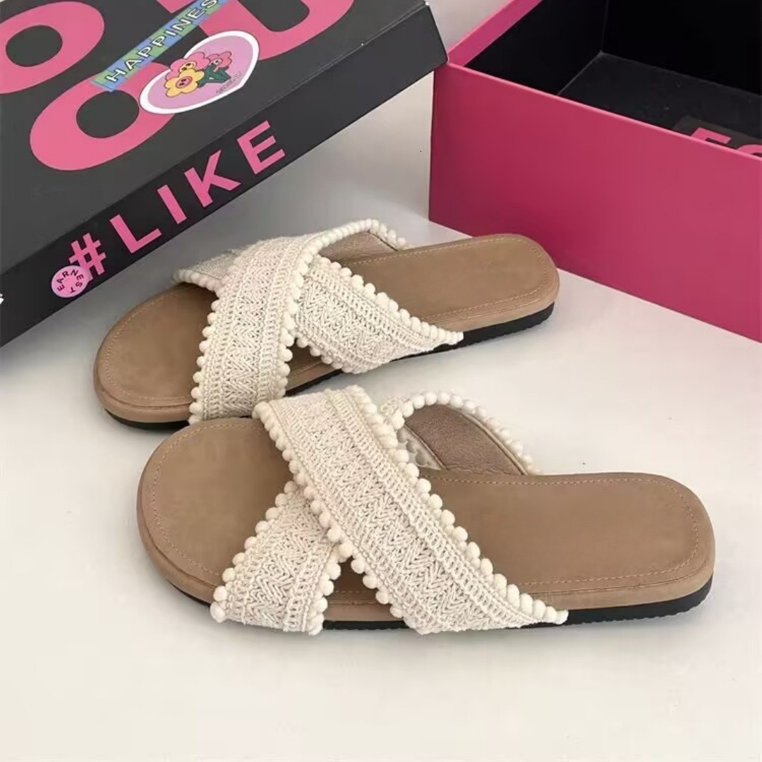 Ddmysports Flat Strap Sandals New Fairy Style With Dress Cross Beach Seaside Slippers Outdoor Shoes