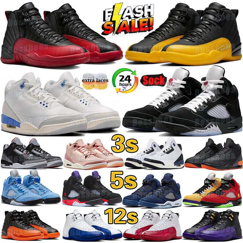 Designer shoes 3s 5s 12s men women basketball shoes 5 sneakers Black Metallic Flu Game Lucky Shorts Royal Blue University Cool Grey White Cement outdoors trainers