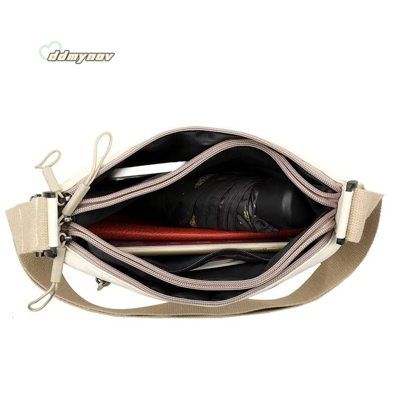 3 Main Pockets High Capacity Shoulder Crossbody Bag Women Multi-pocket Purse Canvas Handbag Suitable for Mothers Shopping ddmynov