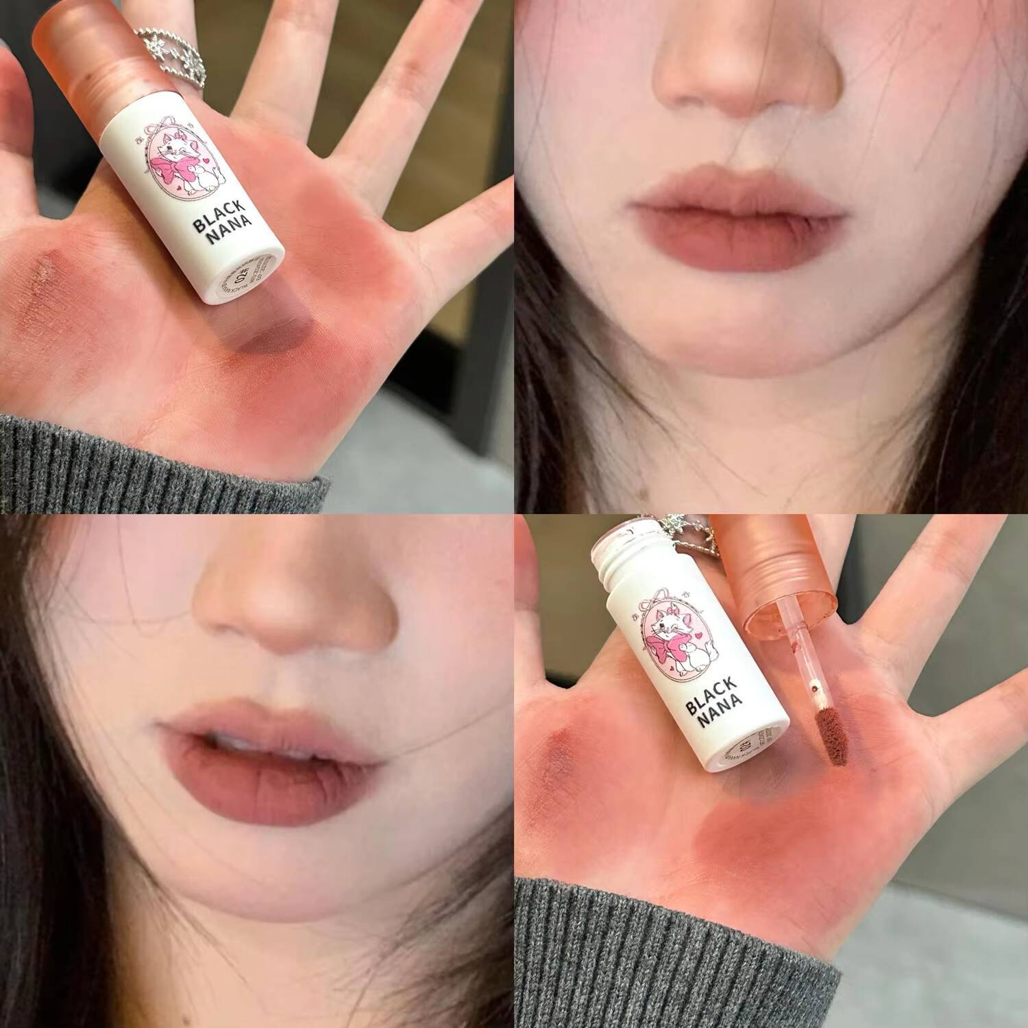 Mist Mud Matte Velvet Gloss Long-lasting Non-drying Nude Peach Lip Glaze Mousse Grey Pink Lipstick Korean Makeup happy