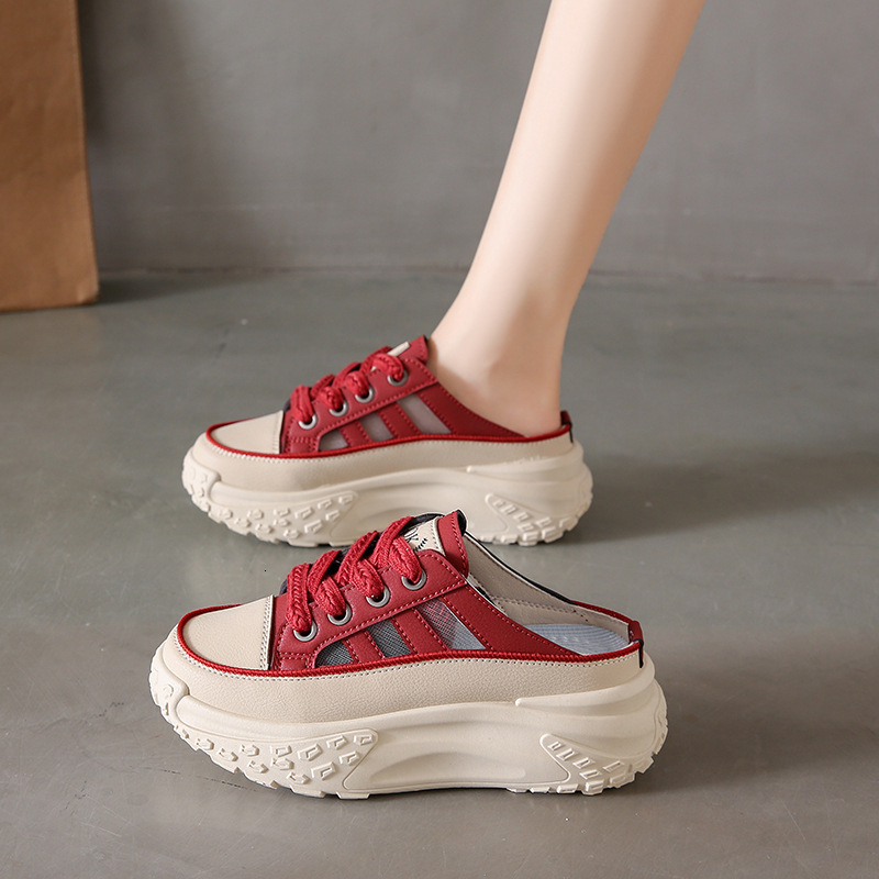 Ddmysports Platform Sandals For Women New Summer Closed Toe Mesh Hollow White Shoes Student Casual Sports Sneakers Outdoor Shoes