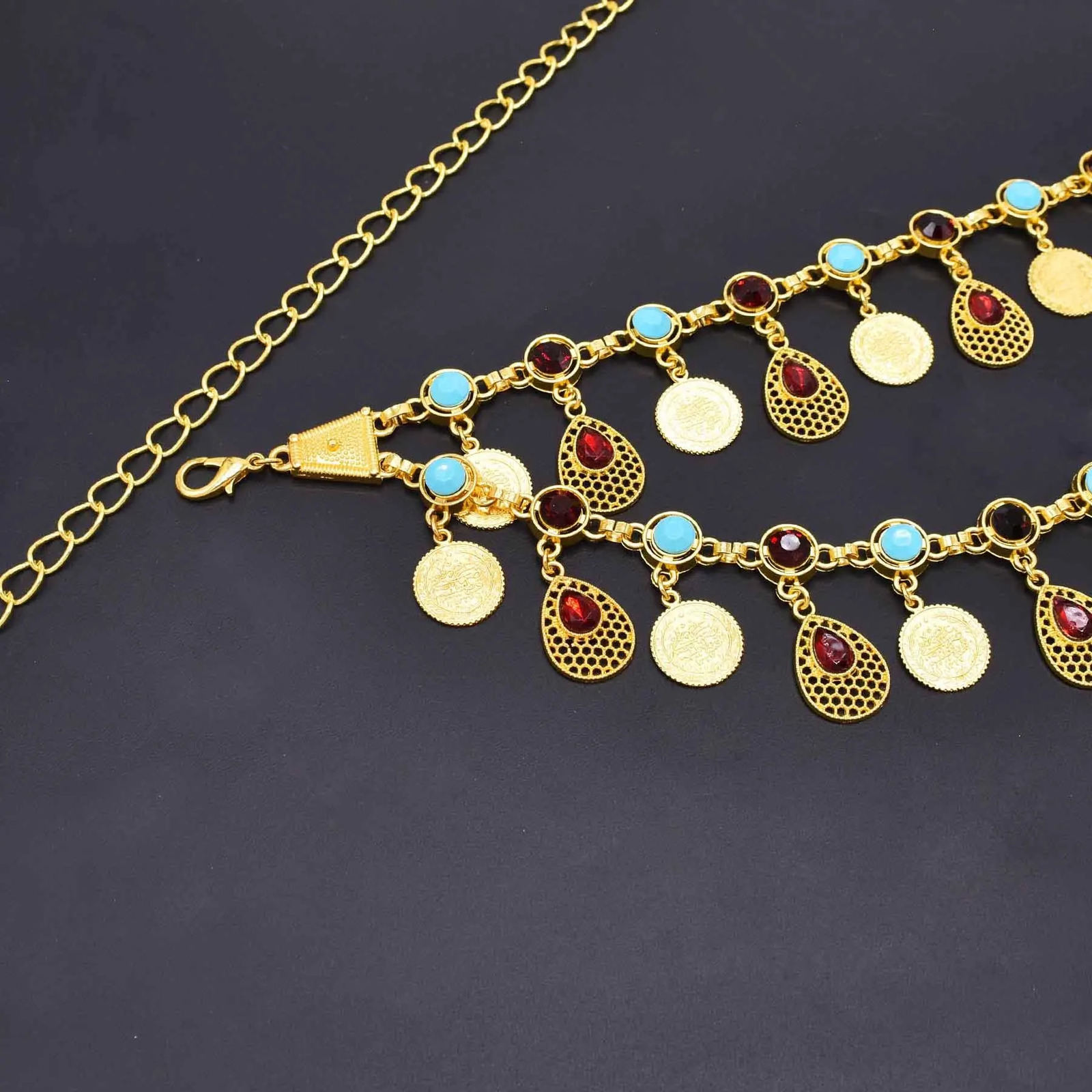 Coin Tassel Wome Body Chains Golden Rhinestones Bohemian Ethnic Charms Waist Jewelry Women Dress Accessories 250610