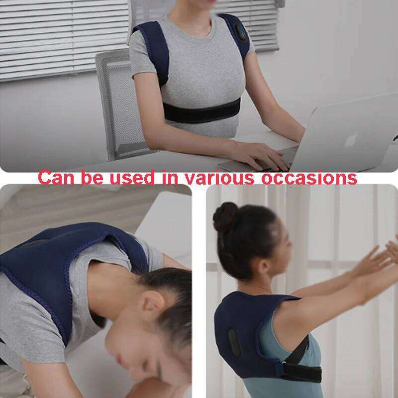 Household Wireless Vibration Hot Compress Back Stretching Massager Therapy Pain Relief Shoulder Thermal Support Strap