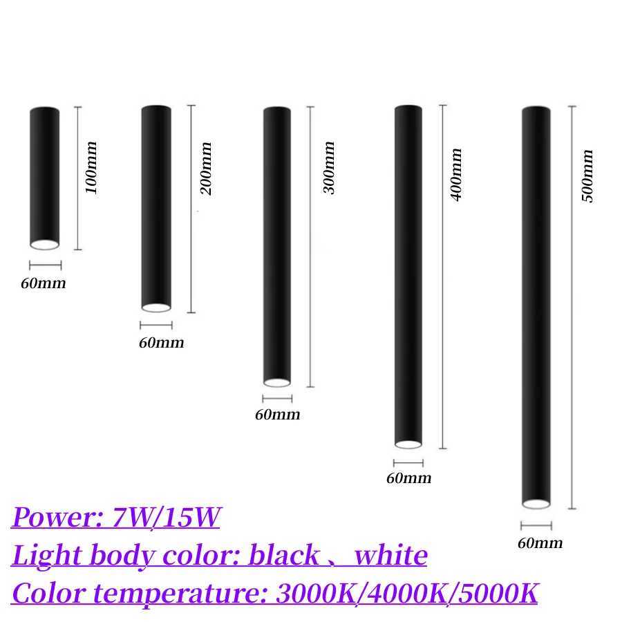 Long Barrel LED Down light Spotlight Ceiling light Dimmable COB 12W Surface Mounted Spotlights living Room Bedroom Shop 85-265VXJ2500613