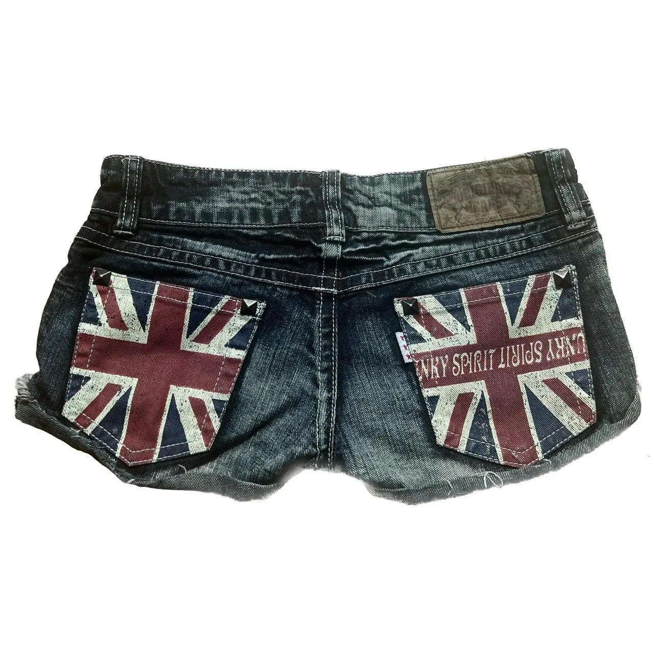 Y2K Retro British Style Flag Graphic Print Mini Shorts Harajuku Gyaru Denim Women Goth Slim Fit Hip Low Rise Short Pants 250613