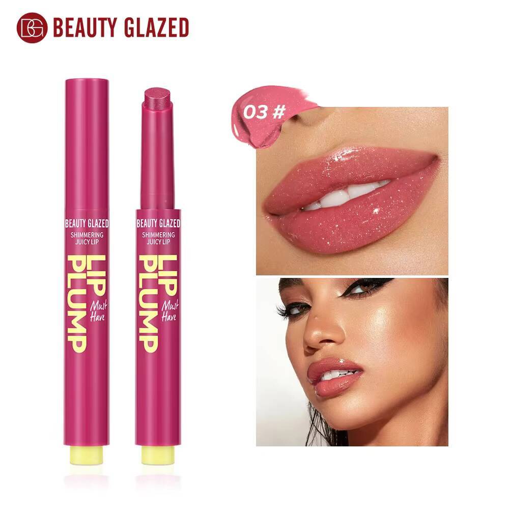 Beauty Glazed Shimmering Juicy Lipstick Glossy Plump Long Wear Bare Lightweight Moisturizing Lip Plumper happy